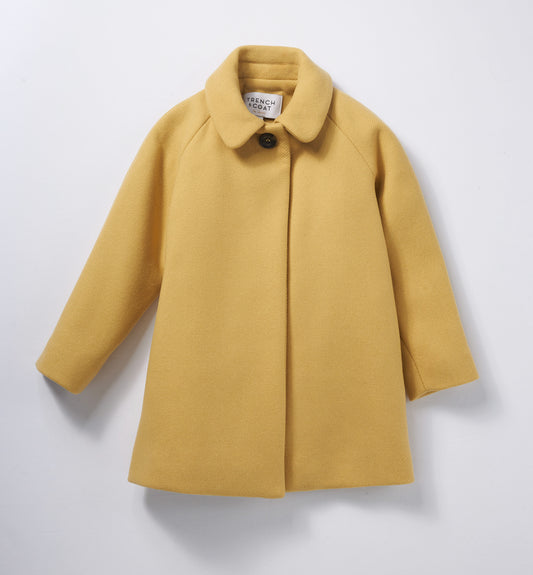Marelle蛋黃色鐘型圓領羊毛大衣