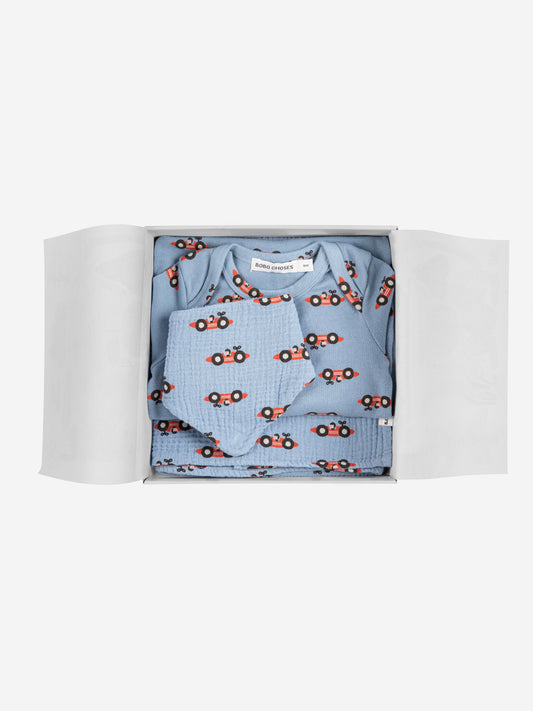 Go!復古小汽車有機棉新生兒禮盒三件組