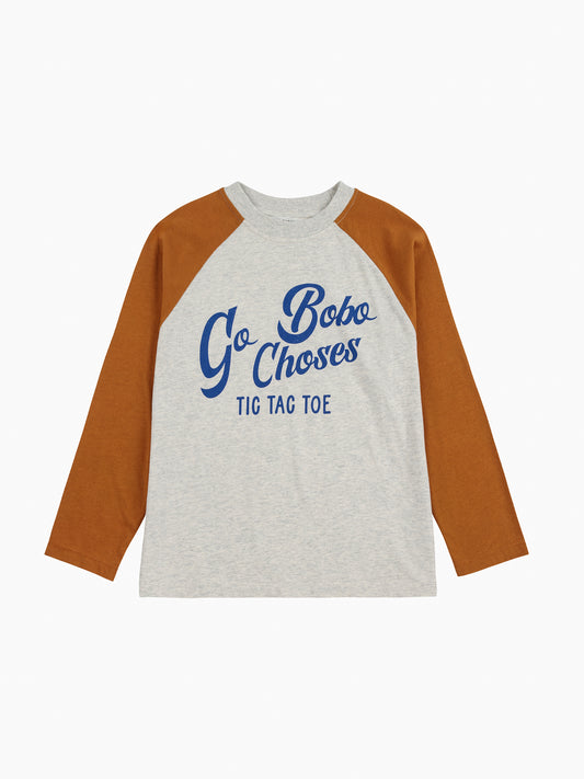 Go Bobo!焦糖色長袖棒球T恤