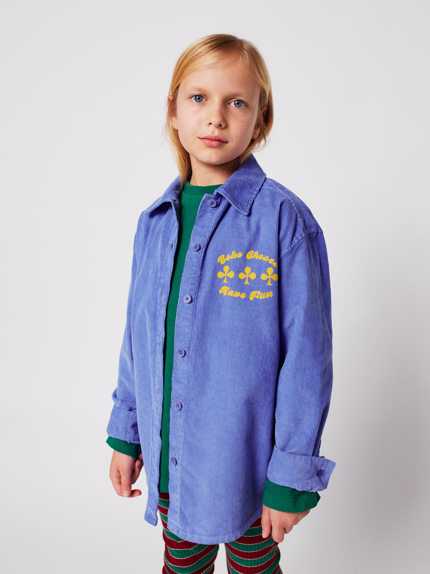 Have Fun薰衣草藍燈芯絨襯衫