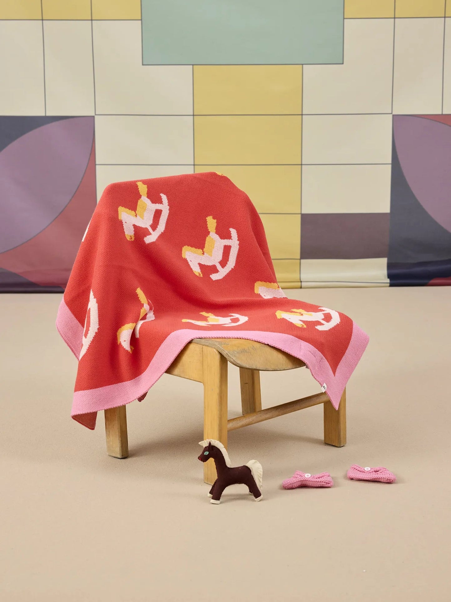 粉紅木馬百分百有機純棉針織禮盒