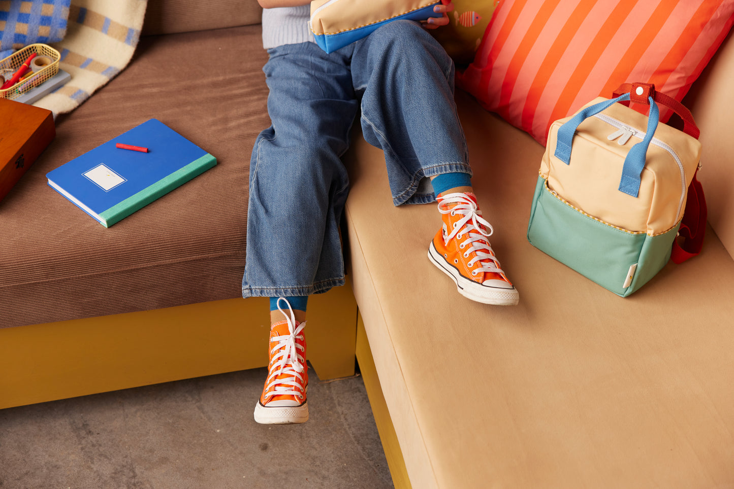 Sticky Lemon Colorblock沙灘黃＋水草綠小號後背包