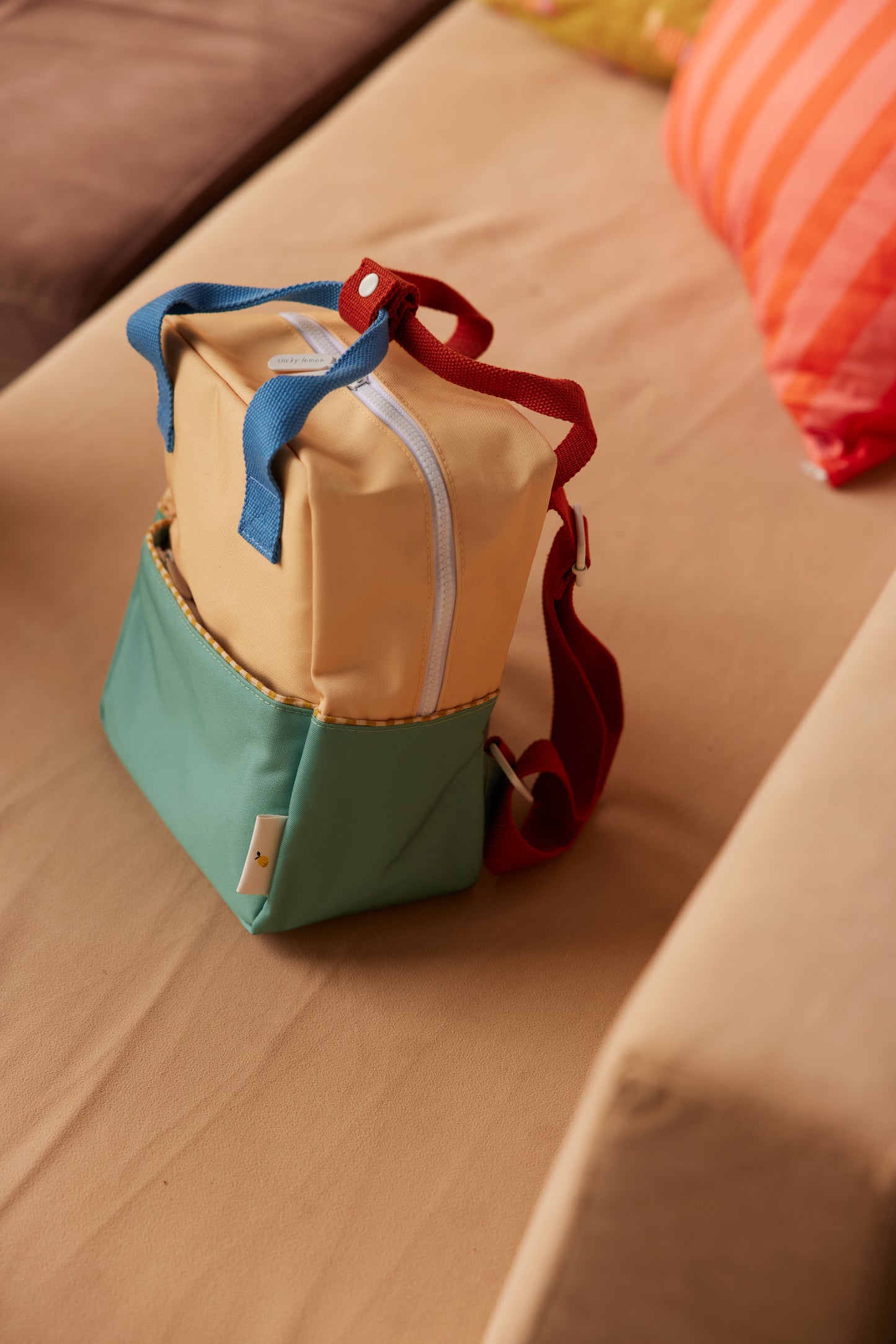Sticky Lemon Colorblock沙灘黃＋水草綠小號後背包