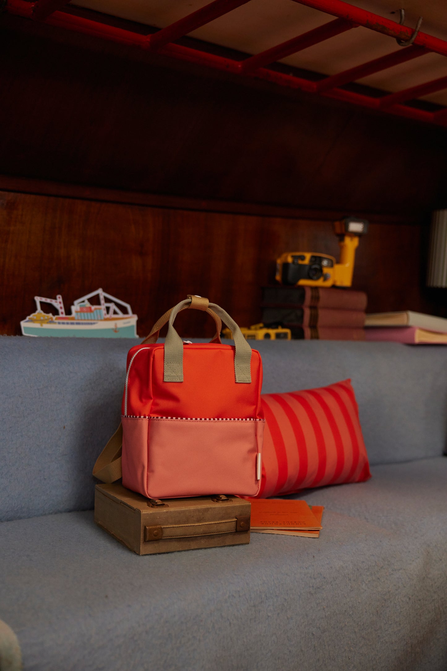 Sticky Lemon Colorblock珊瑚粉＋淺艇橘小號後背包