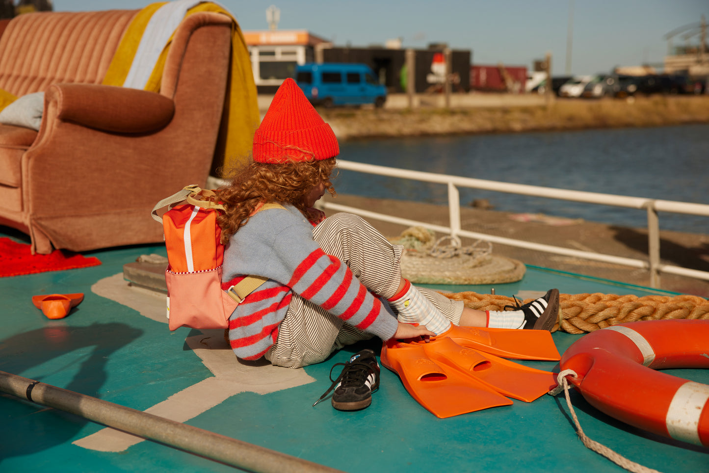 Sticky Lemon Colorblock珊瑚粉＋淺艇橘小號後背包
