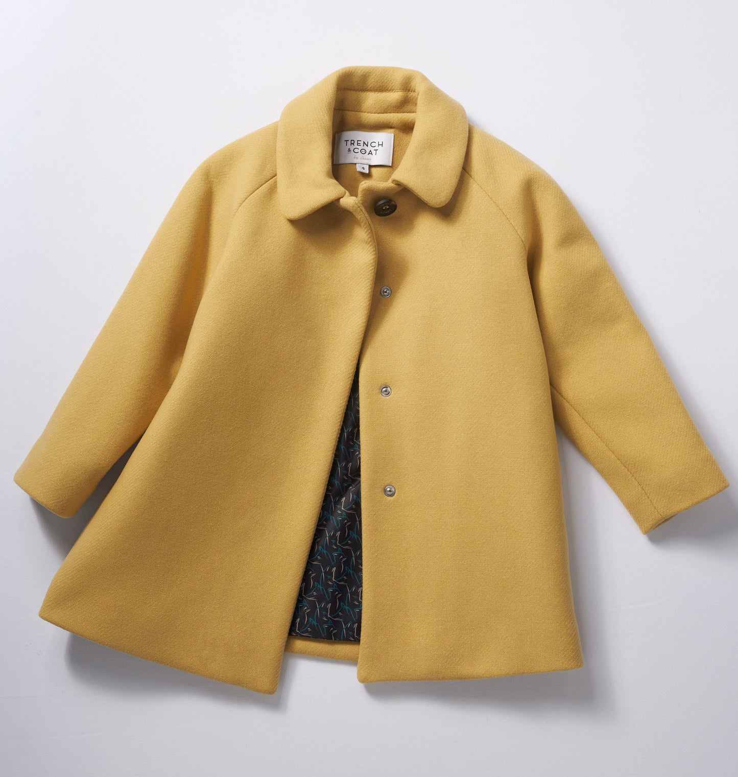 Marelle蛋黃色鐘型圓領羊毛大衣