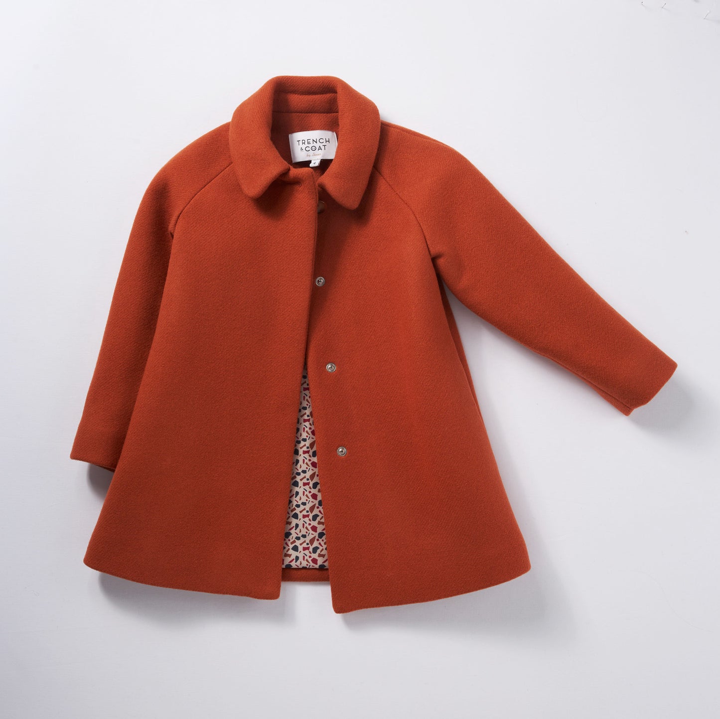 Marelle秋香紅鐘型圓領羊毛大衣