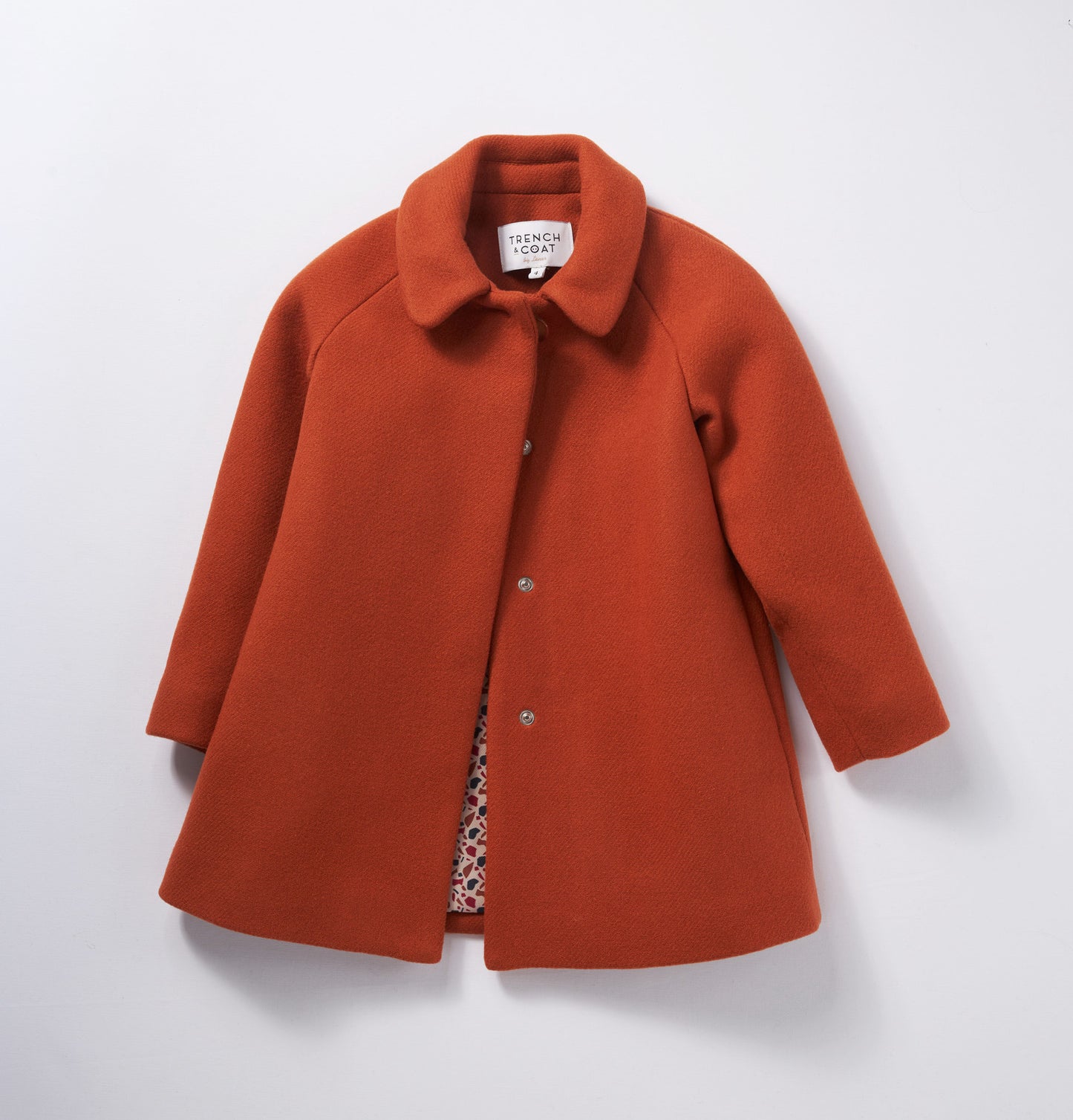 Marelle秋香紅鐘型圓領羊毛大衣