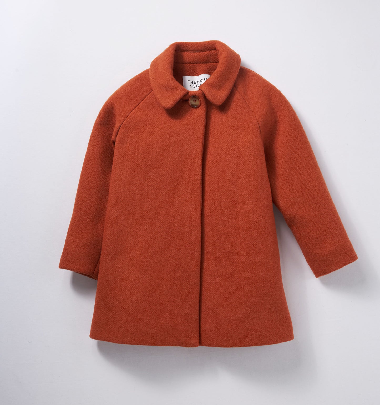 Marelle秋香紅鐘型圓領羊毛大衣