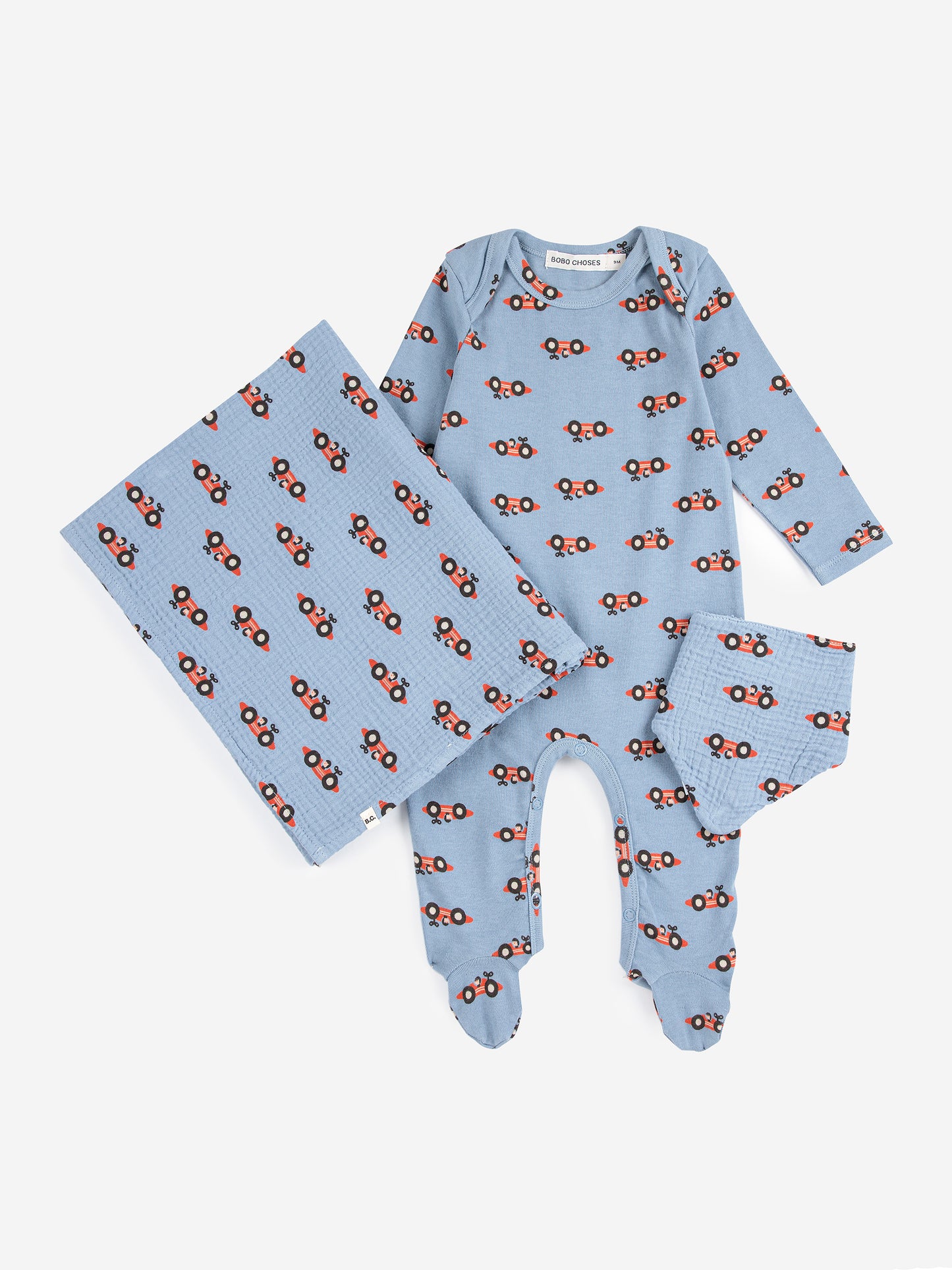 Go!復古小汽車有機棉新生兒禮盒三件組
