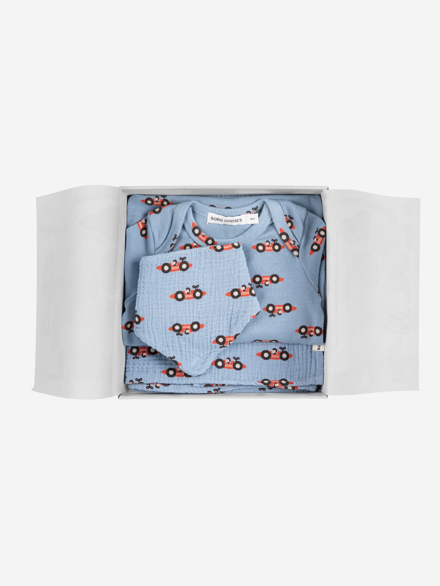 Go!復古小汽車有機棉新生兒禮盒三件組