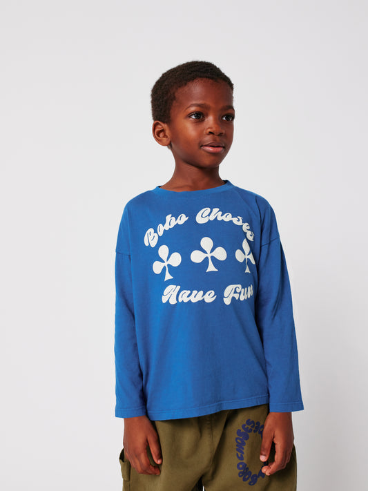 Have Fun梅花藍色長袖Ｔ恤