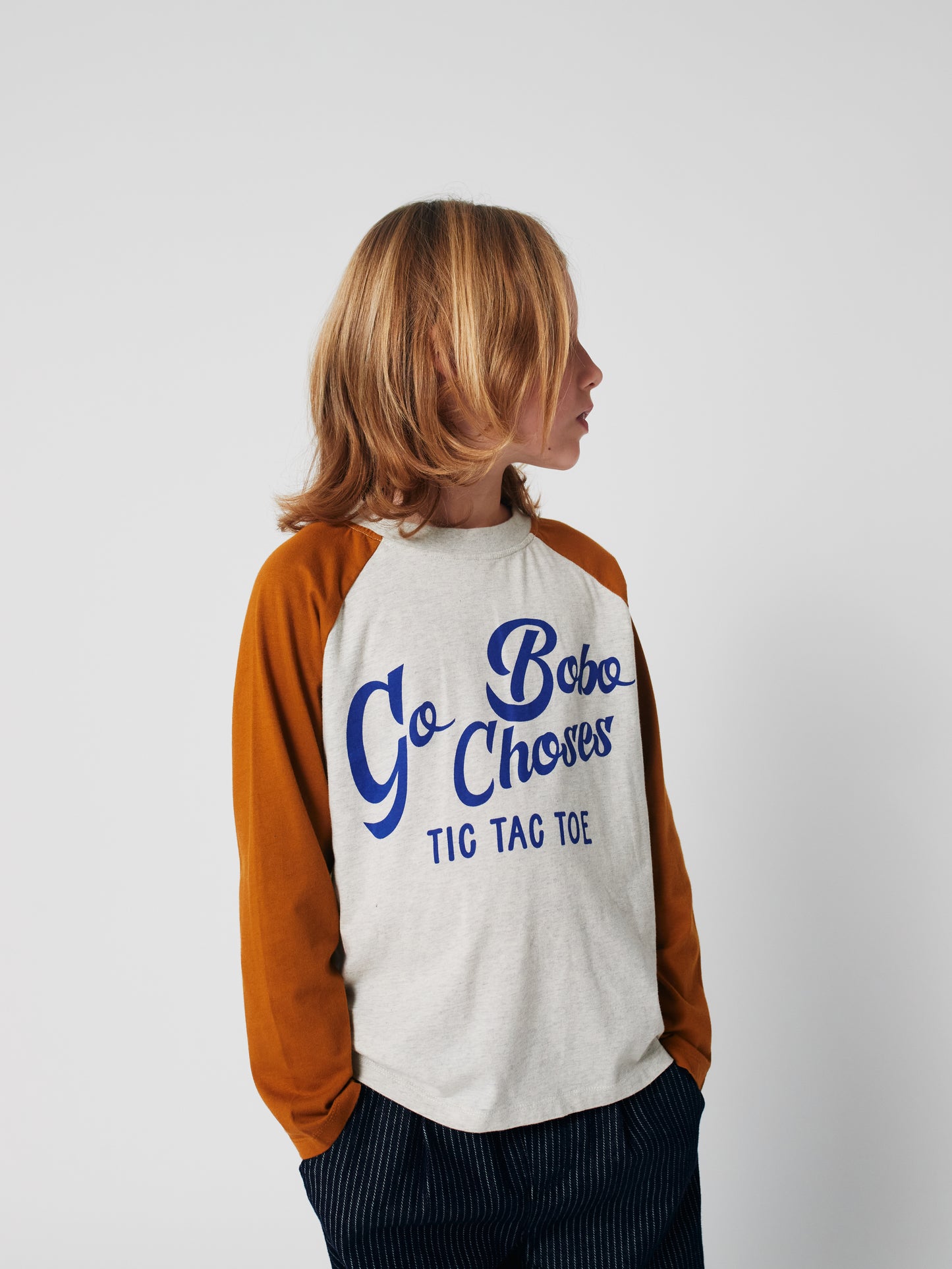 Go Bobo!焦糖色長袖棒球Ｔ恤