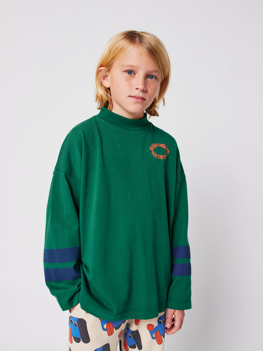 Tic Tac Toe 綠色高領學院風長袖Ｔ恤