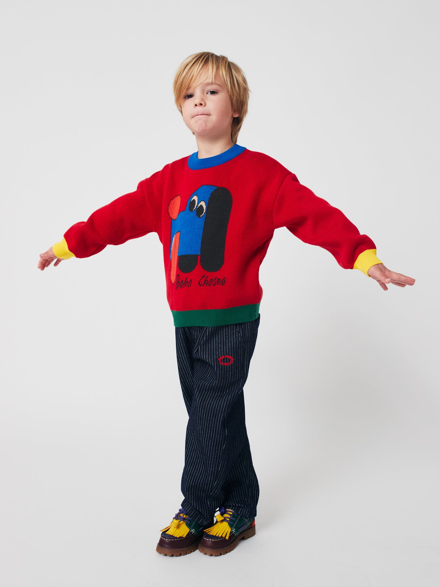 狗麻吉提花有機純棉針織毛衣