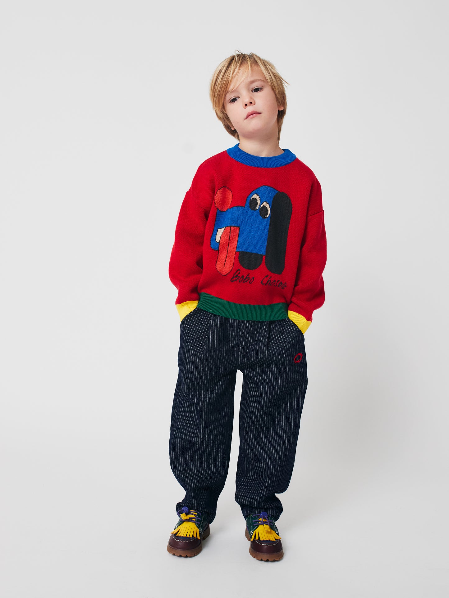 狗麻吉提花有機純棉針織毛衣