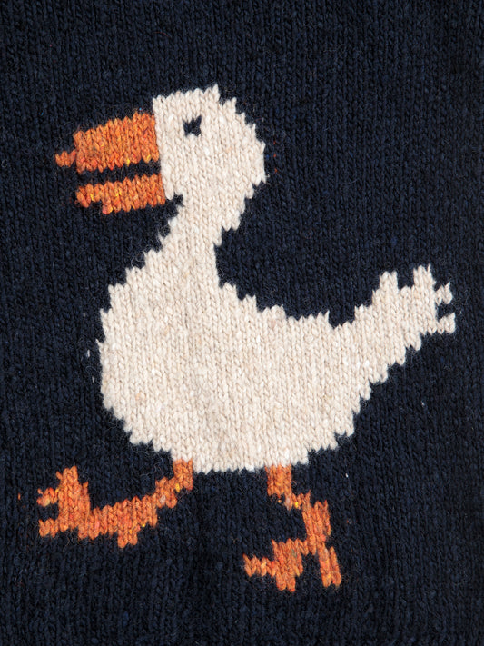 白鵝午夜藍開襟針織毛衣