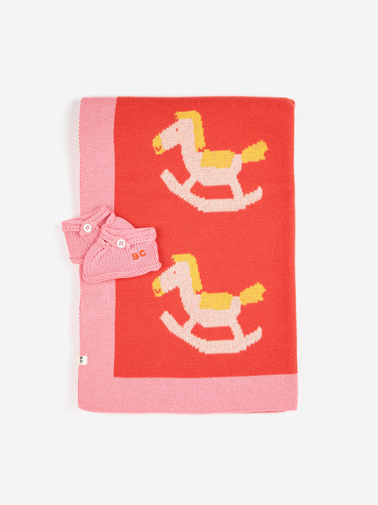 粉紅木馬百分百有機純棉針織禮盒