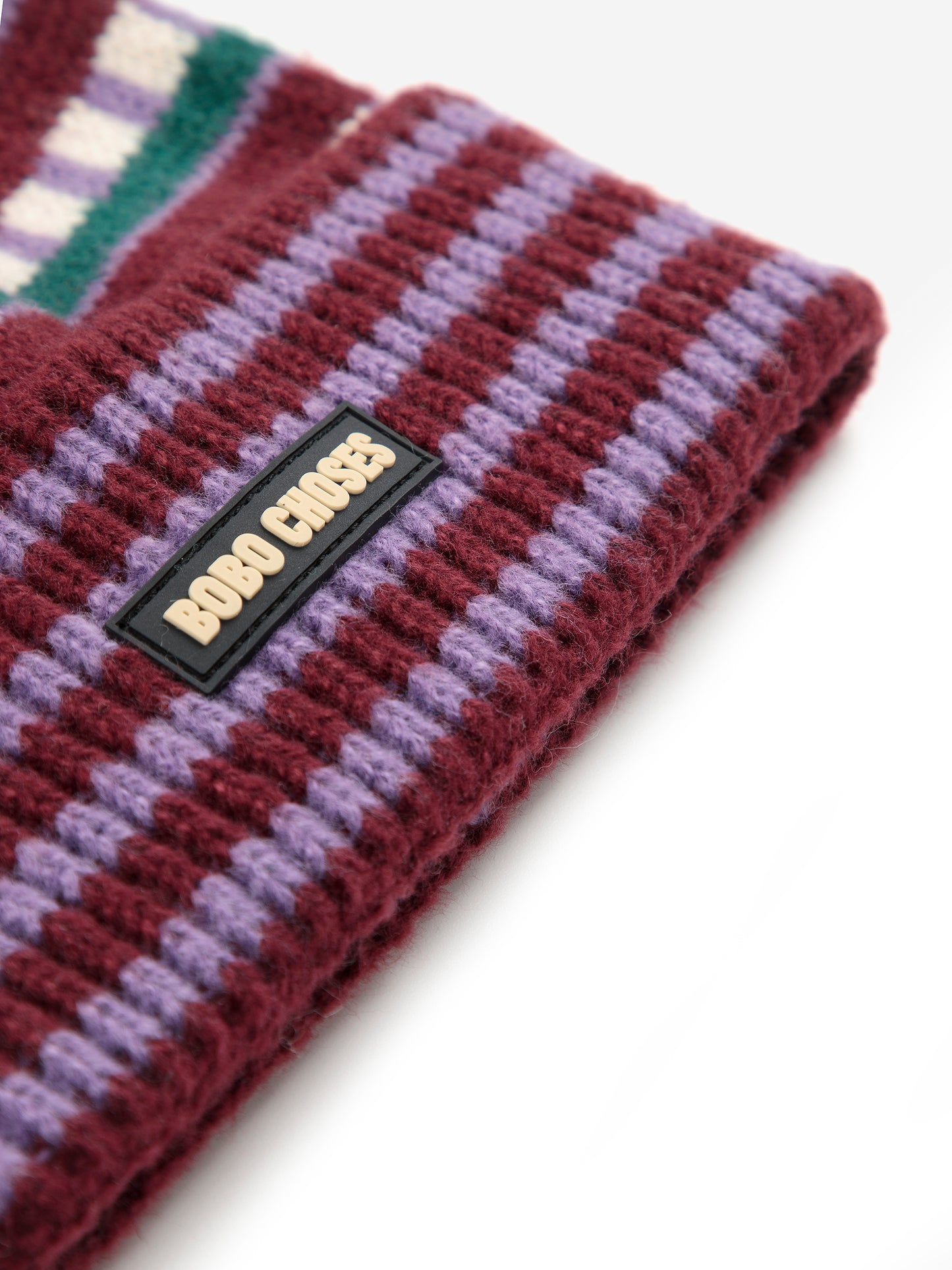 Bobo Choses紫色提花澎澎球毛帽