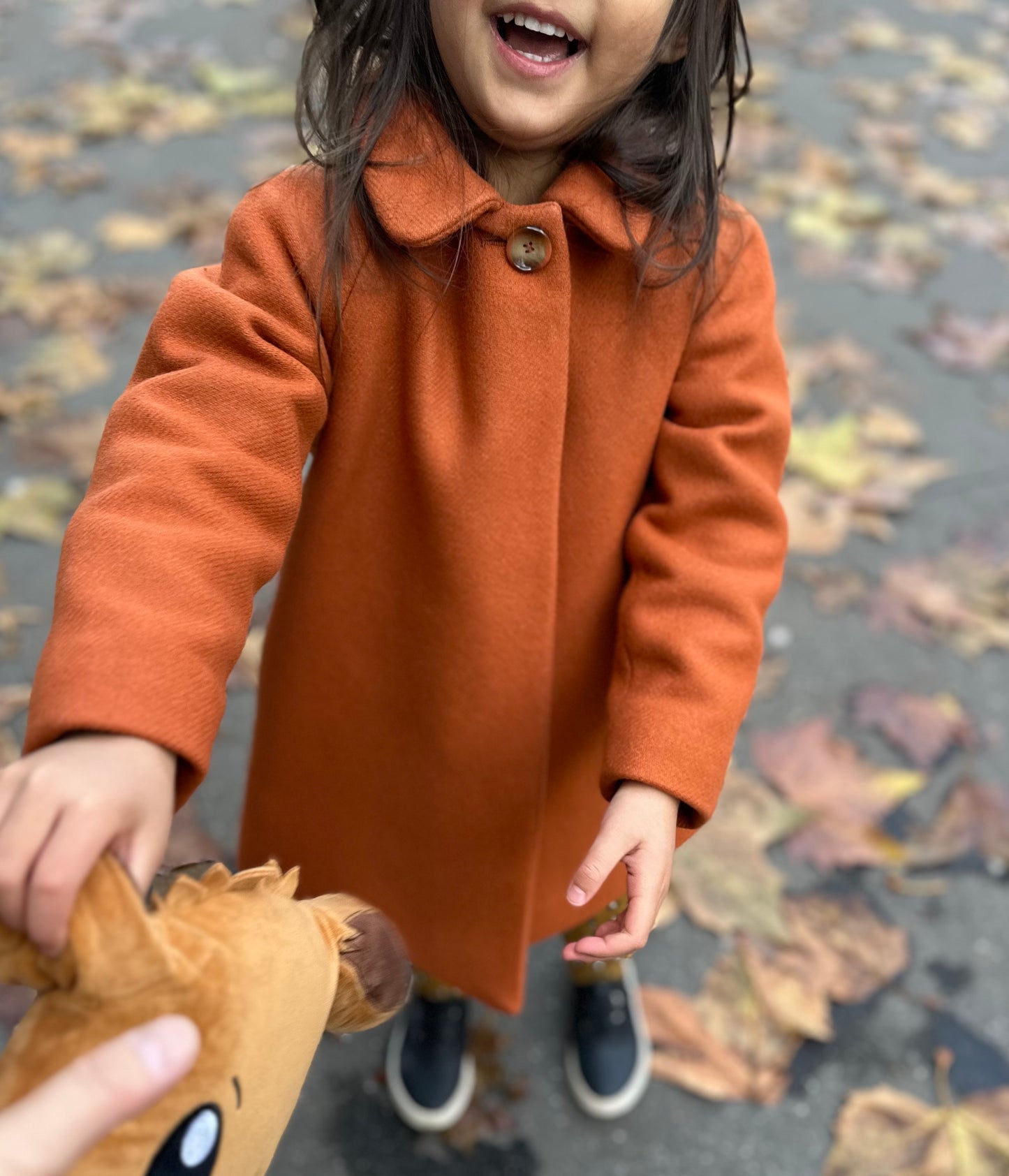 Marelle秋香紅鐘型圓領羊毛大衣