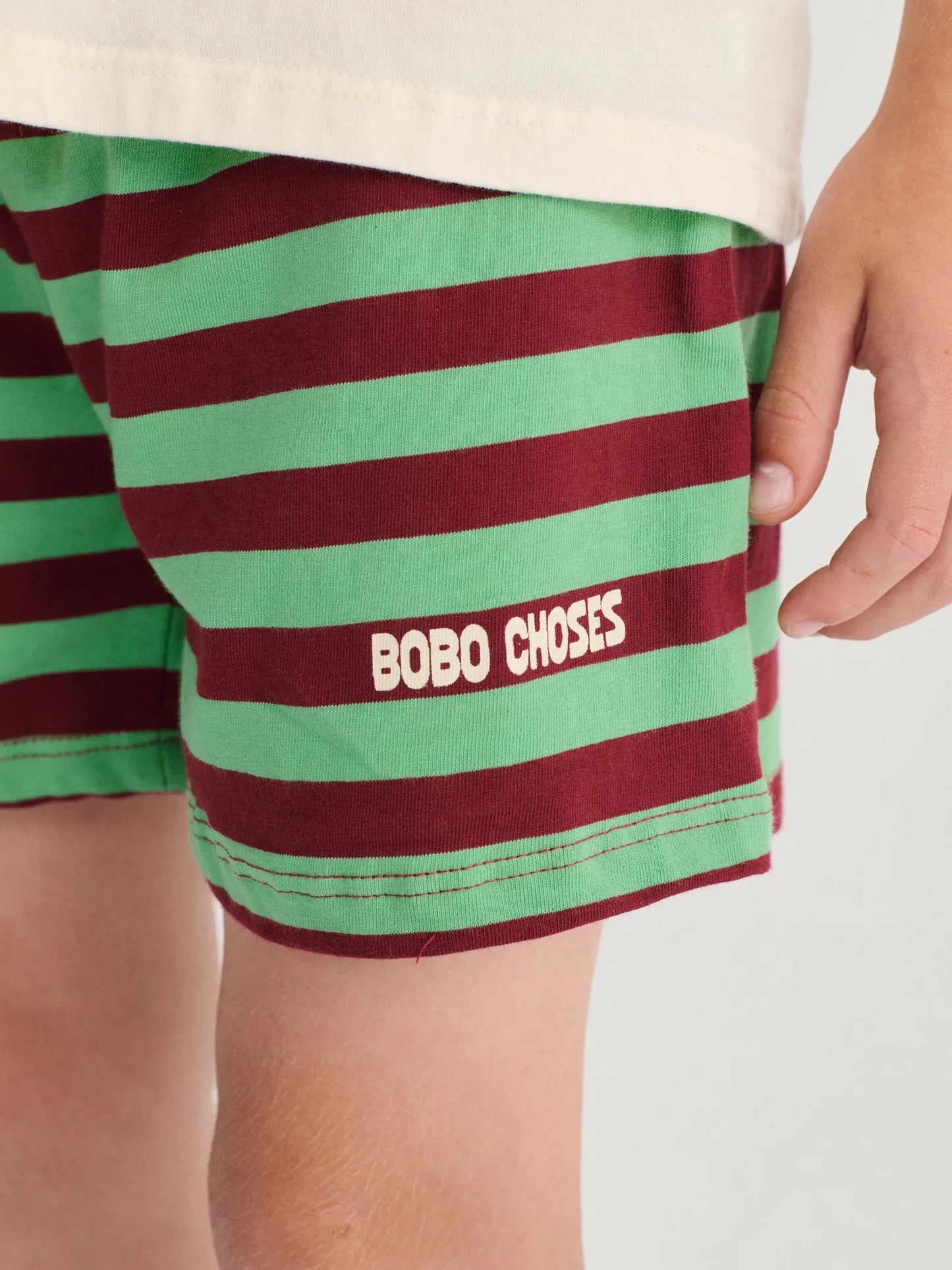 Bobo棕綠色條紋短褲