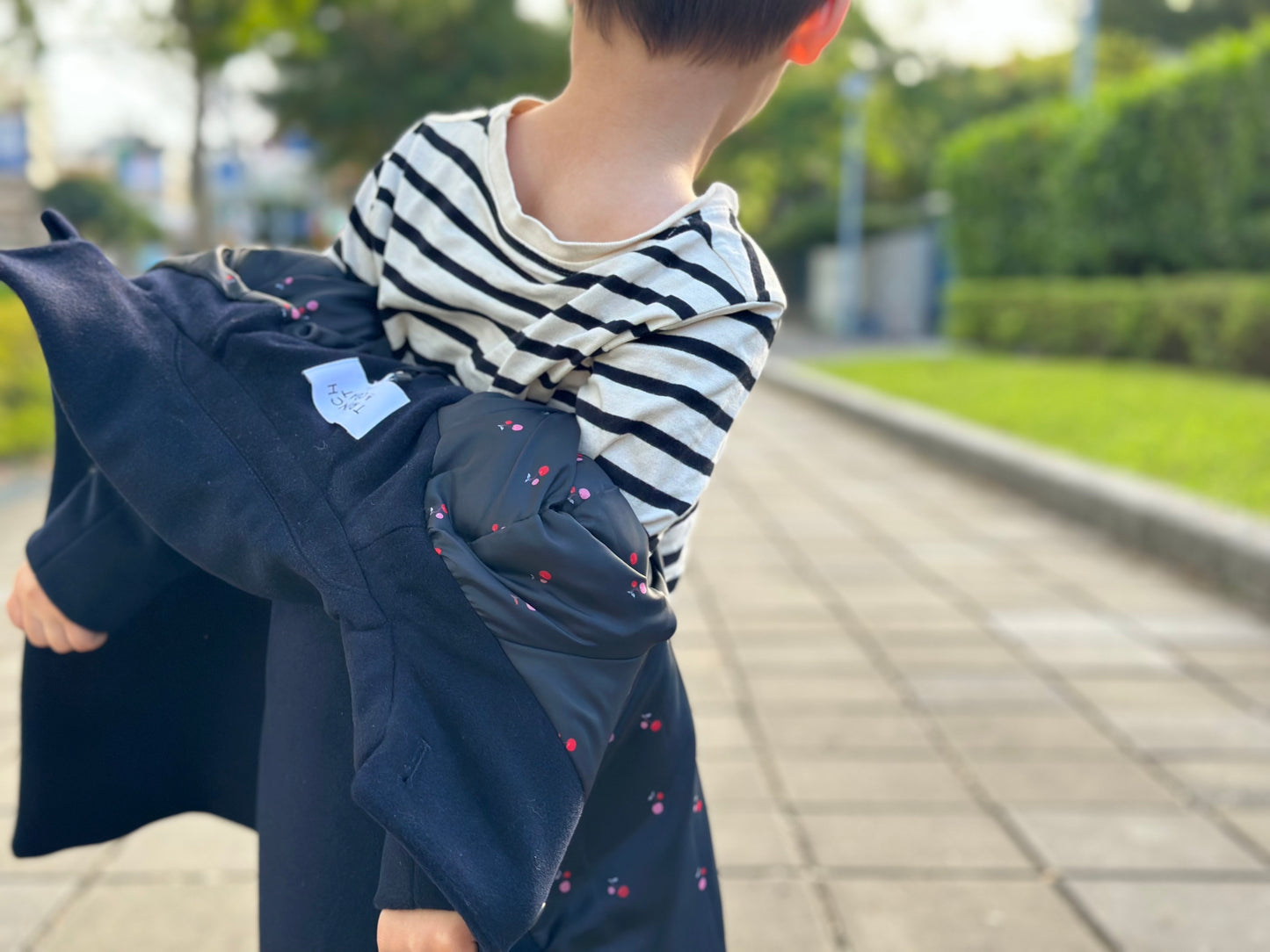 Marelle皇家藍鐘型圓領羊毛大衣