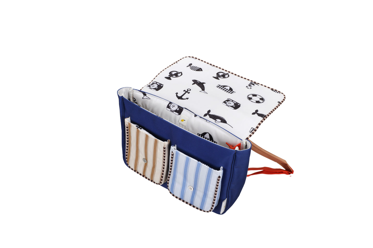 Sticky Lemon Wonders 卡其海軍藍橫式後背書包